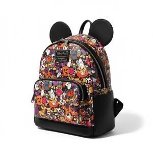 NWOT Disney Parks Loungefly Halloween AOP backpack Mickey ghosts pumpkins candy